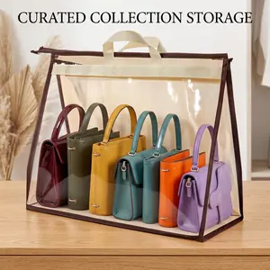 1 PCS enlarged and widened handbag storage bag, translucent handbag storage bag with handle, wallet organizing cabinet, zipper hanging storage bag, handbag, Storage Organizer-YY0