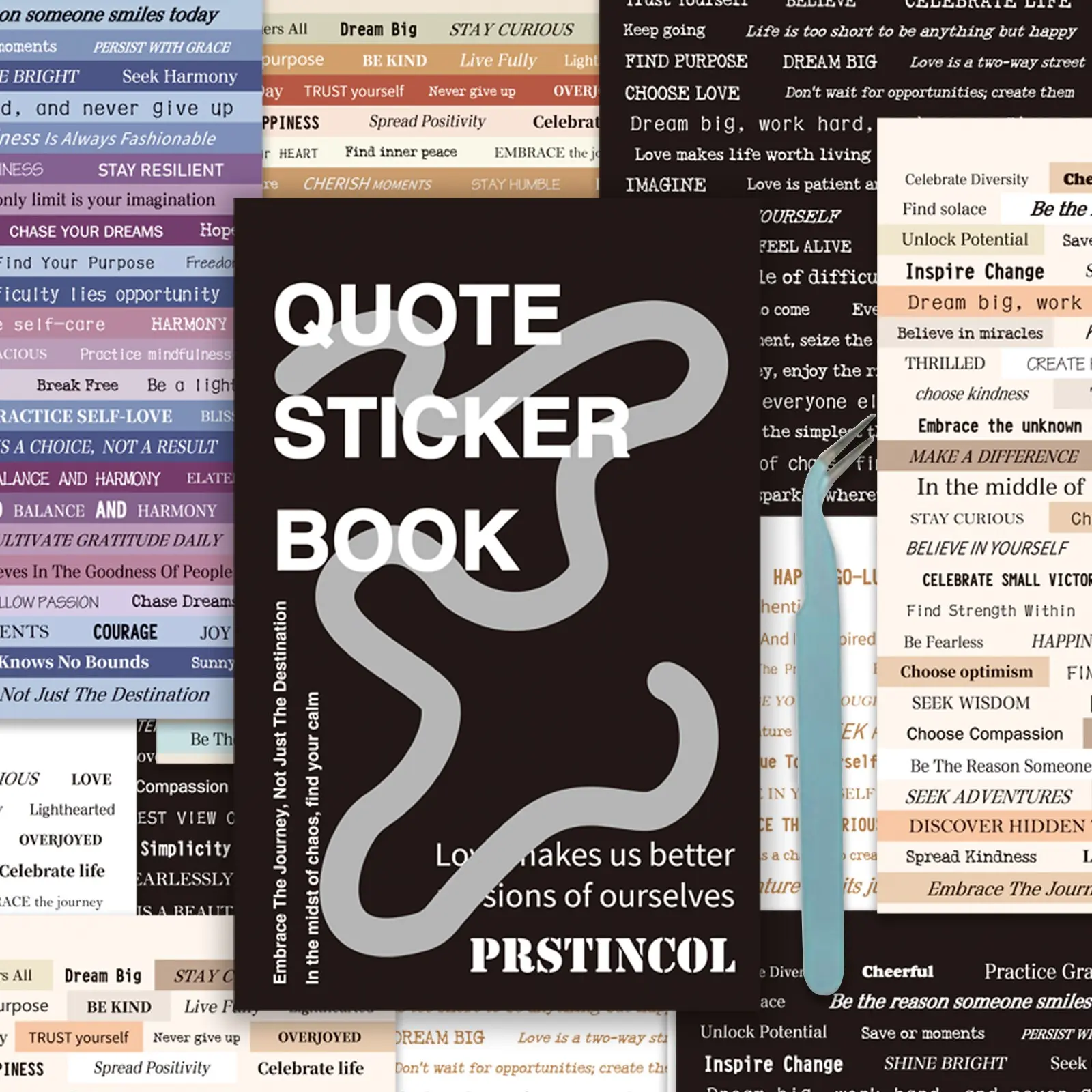 Quote Sticker Book, 40 Sheets 2370pcs Typography Quote Sticker Collection, Diary Sticker, Waterproof Stickers, Scrapbooking Stickers, Scrapbook Materials, Scrapbook Accessories, Waterproof & Reusable for Journaling/Planners/DIY Craft Projects