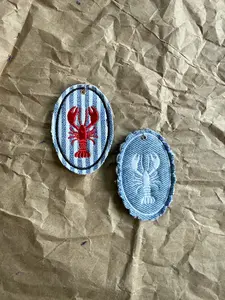 Oval Lobster Embroidered Bag Charm