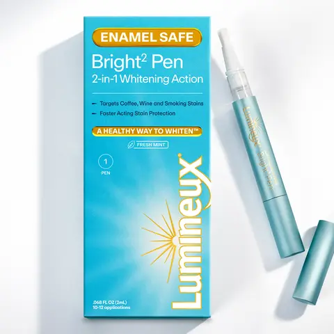 Lumineux 2-in-1 Whitening Pen (1 Pack) Enamel Safe - Whiten Without The Sensitivity - Removes Coffee, Tea, and Smoking Stains