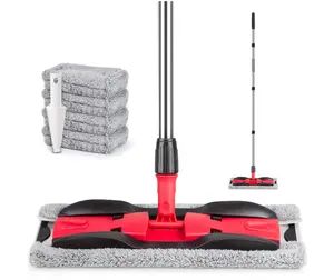 Microfiber Mops for Hardwood Floor Cleaning: MEXERRIS Flat Floor Mop with 4 Washable Pads 59" Adjustable Handle - Dust Dry Mops for Kitchen Bathroom Tile Laminate Wood Vinyl - Home Commercial Mop