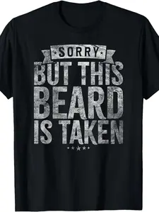 Men'S Funny Sorry This Beard Is Taken T-Shirt | 100% Oversized Casual Tee with Beard Print, Loose Fit, Short Sleeve, Crew Neck, Machine Washable, Humorous Gift for Bearded Men