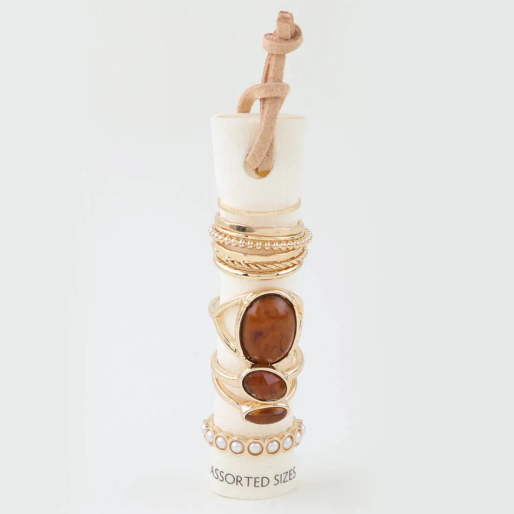 Multi Marble Stone Stackable Rings