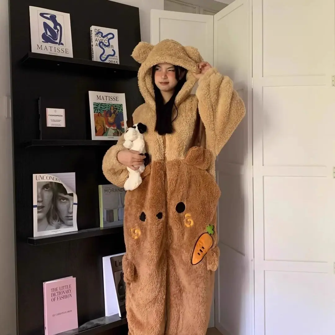 Coffee colored Carrot Bear jumpsuit