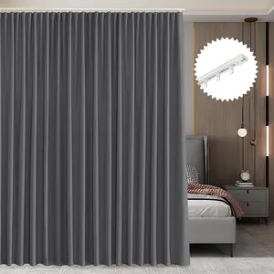 ARYB HOME Room Divider Curtain Set with Ceiling Track, Privacy Blackout Thermal Insulated Curtains for Bedroom/Living Room/Basement/Patio/Sliding Glass Door, W100 x L84, Grey, 1 Panel