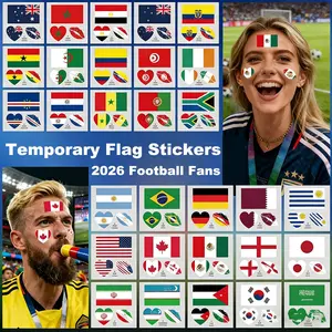 2026 World Countries Flag Temporary Tattoos, Waterproof Long Lasting Fan Face Stickers, Football Game Cheering Decals, Heart & Lip Shape Flag Tattoos, Party Decor Patriotic Stickers, Temporary Tattoo Kit