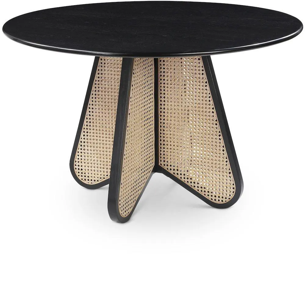 Mid Century Modern Black Butterfly Dining Table, Modern Indoor Furniture Table with Cane Base