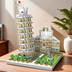 1620pcs World Landmark Building Blocks, Building Block Model, Pisa Leaning Tower Scene, Creative 3D Puzzle Toy, Adult Stress Relief, Home Decor, Christmas Gift
