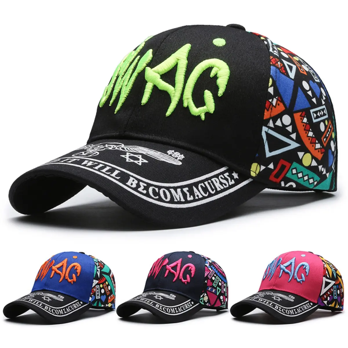 Unisex Embroidered Hats, Outdoor Sun Protection Hats, Letter-Printed Hip-Hop Hats, Unisex Casual Baseball Caps
