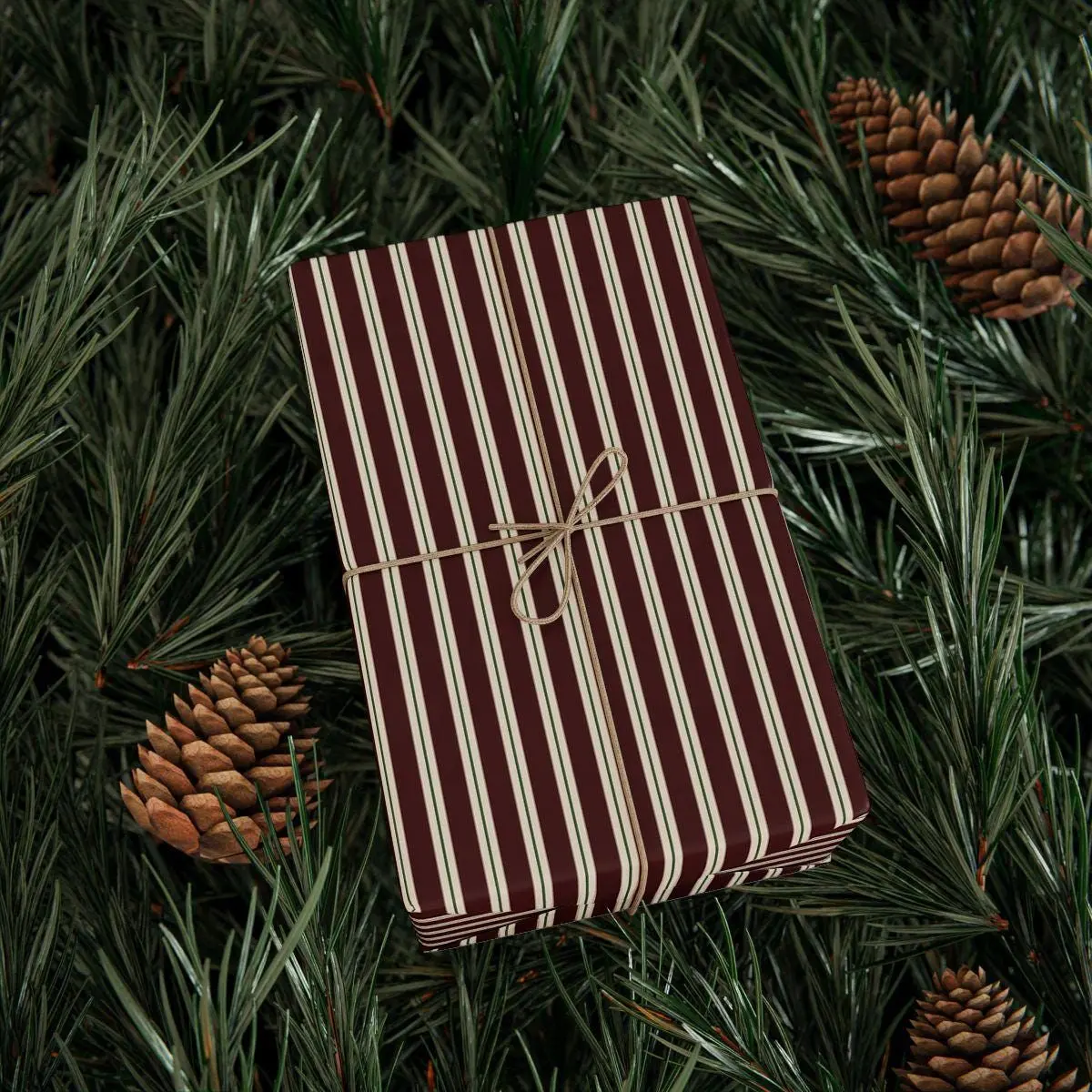 [Sale off up to 50%] Burgundy Stripe Wrapping Paper Roll Christmas Gift Wrap Elegant Holiday Paper