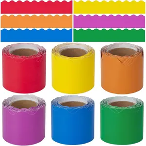 6 Rolls Classroom Bulletin Board Trim, 196.8 ft Colorful  Cut Scalloped Borders - Rainbow Color for  to School Chalkboard & Whiteboard Decorations