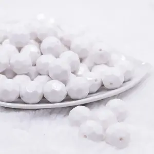 16mm White Faceted Bubblegum Beads 16mm White Faceted Bubblegum Beads