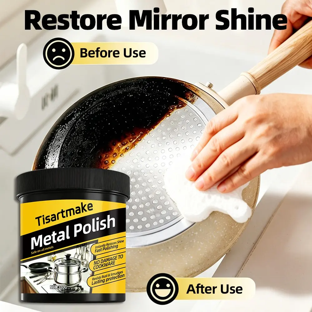 Professional Heavy-Duty Metal Polish and Repair Cream, Long-Lasting Shine, Removes Scratches and Rust, Easy to Apply