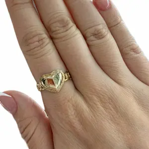 14KT Gold Ring Heart with Free Laser Engraving - Elegant Jewelry for Women Engraved Ring