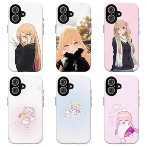 FLCL My Dress-Up Darling Marin Kitagawa Custom Pastel Smartphone Casing - Cute Coquette Anime Aesthetic Accessory with Resistance, for iPhone 11-17 Air Pro Max & Samsung S21-S26 Fan Devices