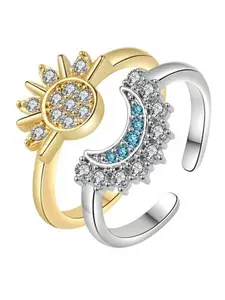 Unisex Geometric Copper Ring, Plated Zircon Adjustable Band, Perfect for Daily Wear, Music Festivals, Graduation, Birthdays, Parties,Couples, Best Friends