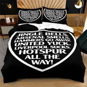 Tottenham Support Slogan Print Duvet Cover Set (with 1-2 Pillowcases) - Premium Gift for Fans, Bedroom Support Decor, All-Season Cozy Bedding