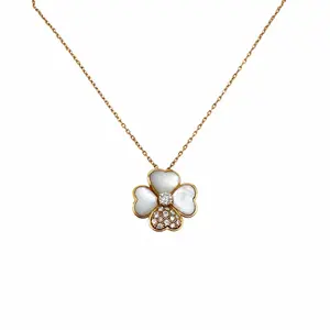 Pre-owned CALUXJ Van Cleef & Arpels Cosmos clip pendant 18K rose gold Diamond Mother of pearl