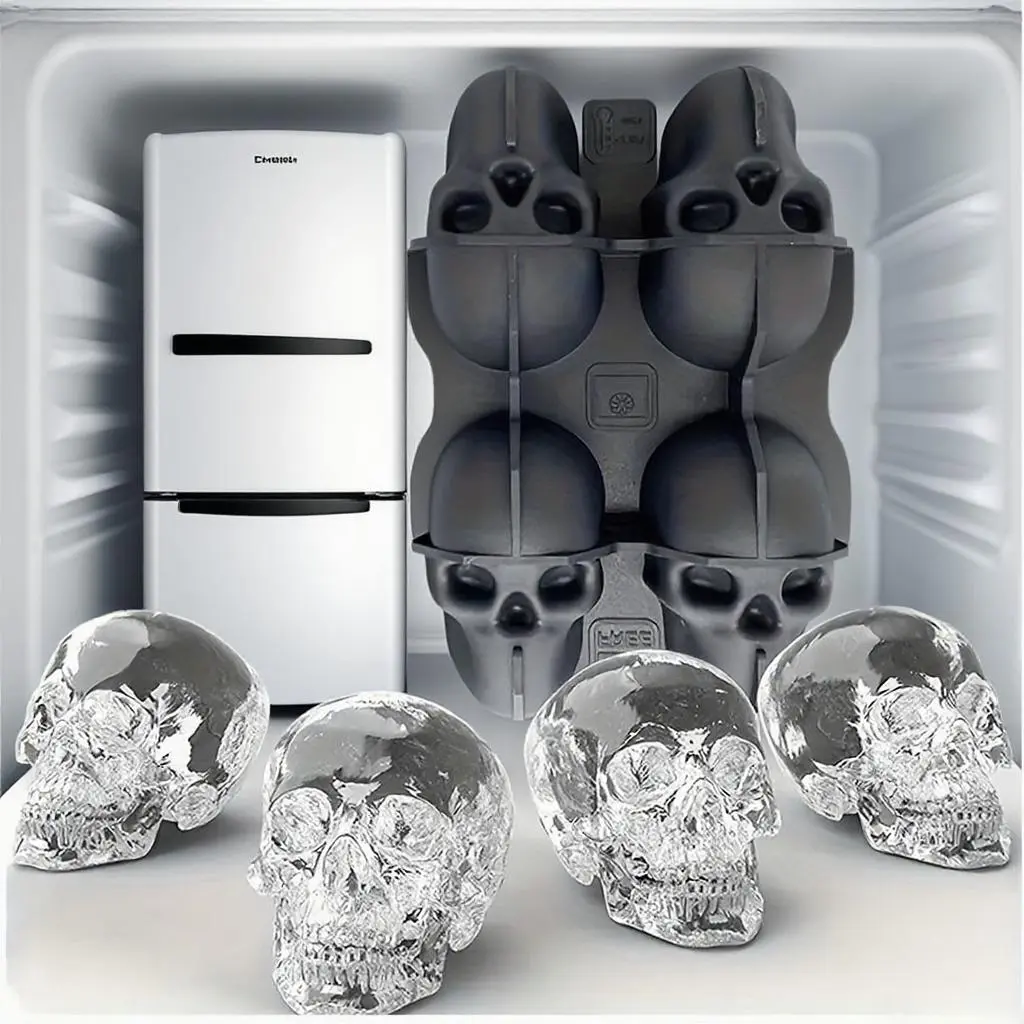 Skull Shaped Ice Cube Mold, Ice Cube Maker, 6 Grid Silicone Ice Cube Mold, Easy To Release Ice Mold for Party, Home Bar Accessories, Ice Cube Tray, Kitchen Utensils & Gadgets