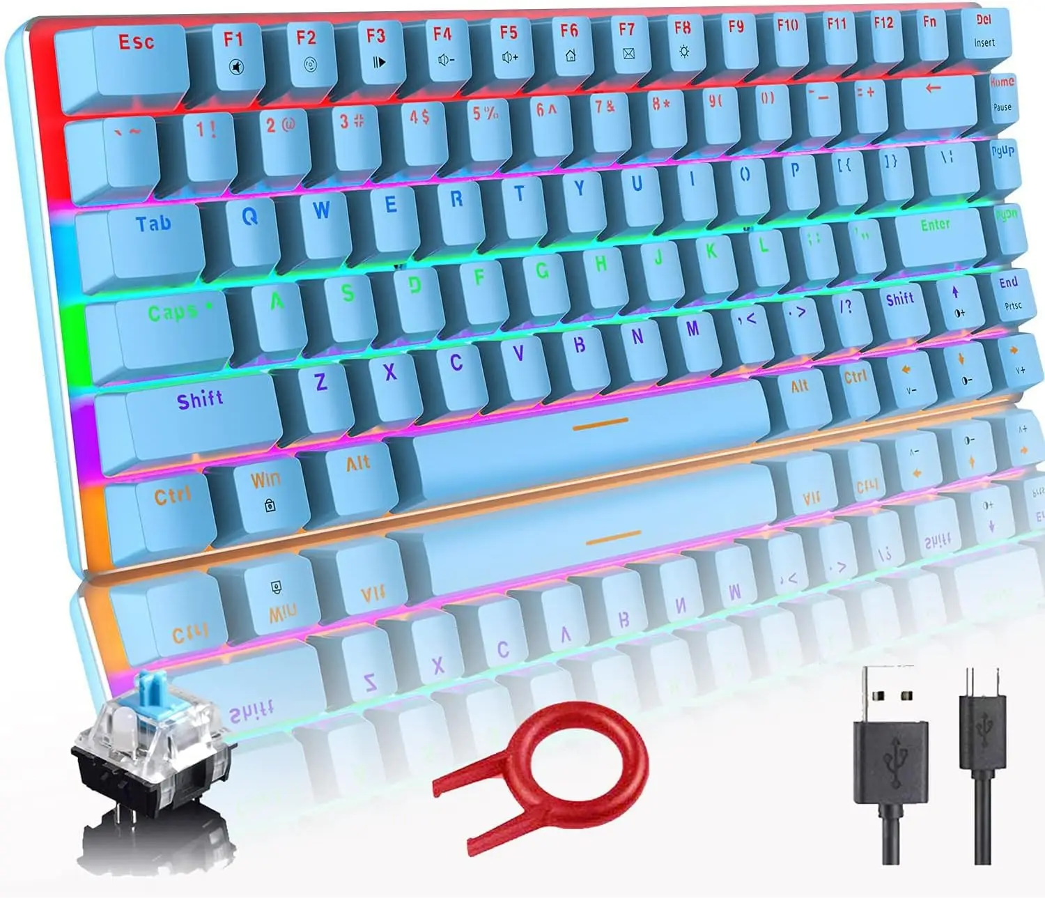 Gaming Mechanical Keyboard Wired USB Metal Mechanical Blue Switch Computer Game Keyboard with Rainbow LED Backlit for Computer Gamers macaron keyboard