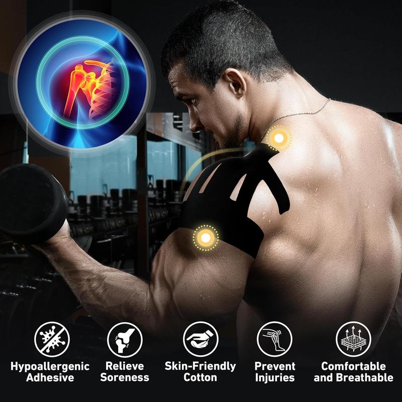 Sports Tape for Shoulder Pain Relief Pre-Cut Sports Waterproof Breathable Enhanced Elastic Sports Tape for Shoulder Support and Muscle Movement Sports Tape for Shoulder Pain Relief Pre-Cut Sports Waterproof Breathable Enhanced Elastic Sports Tape for Shoulder Support and Muscle Movement