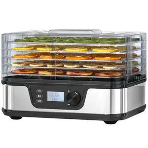 Electactic Fruit and Vegetable Dryer Machine, 5-Tier Stainless Steel Food Dehydrator with Adjustable Timer & Temperature (72H/95-167°F), 350W for Herbs, Meat, Jerky, BPA-Free Trays, Overheat Protection, Even Airflow System