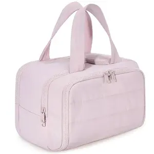 Double-opening Large-capacity Fluffy Makeup Bag, Travel Portable Toiletry Storage Bag, Makeup Organizer Pouch