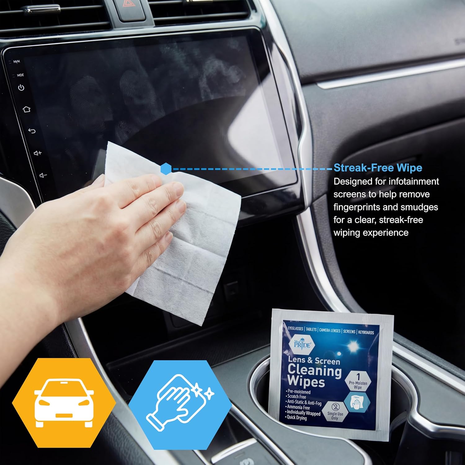 100 Pack Anti-Fog Lens Cleaning Wipes, Pre-Moistened Eyeglass Wipes for Glasses, Screens, Car Mirrors