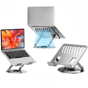 All-Metal Ergonomic Laptop Stand for Desk, 360° Rotatable Foldable Adjustable Riser, Ideal for Home Office & Remote Work, Compatible with MacBook Pro/Air, Dell XPS, HP, Lenovo 10-17.3" Notebooks, Gray