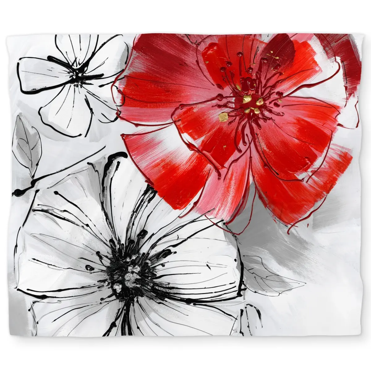 360 stand King Size Duvet Cover for King Size Bed, Red & White Floral Print, Artistic Look, Breathable Microfiber Face Fabric, C1DCKSW0AJ1NMU Textile Bedding, Decorative Duvet Cover, Bedding Inspo