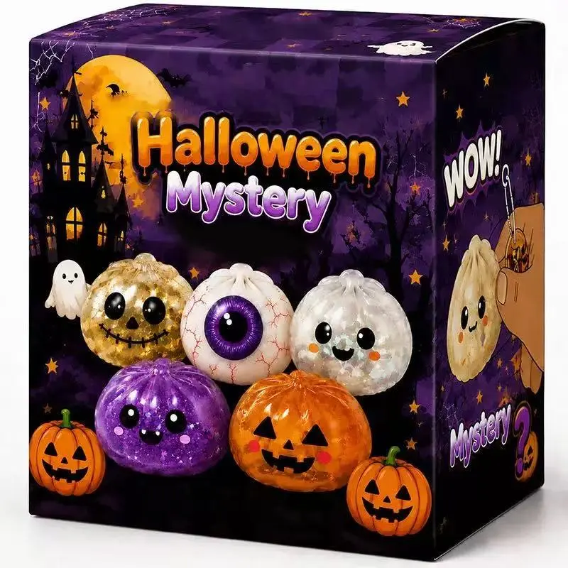 5PCS Halloween Cute Pumpkin Squishy Set, Soft Slow-Rising Sensory Stress Relief Fidget Items, Kids' Spooky Party Favors & Festive Gifts