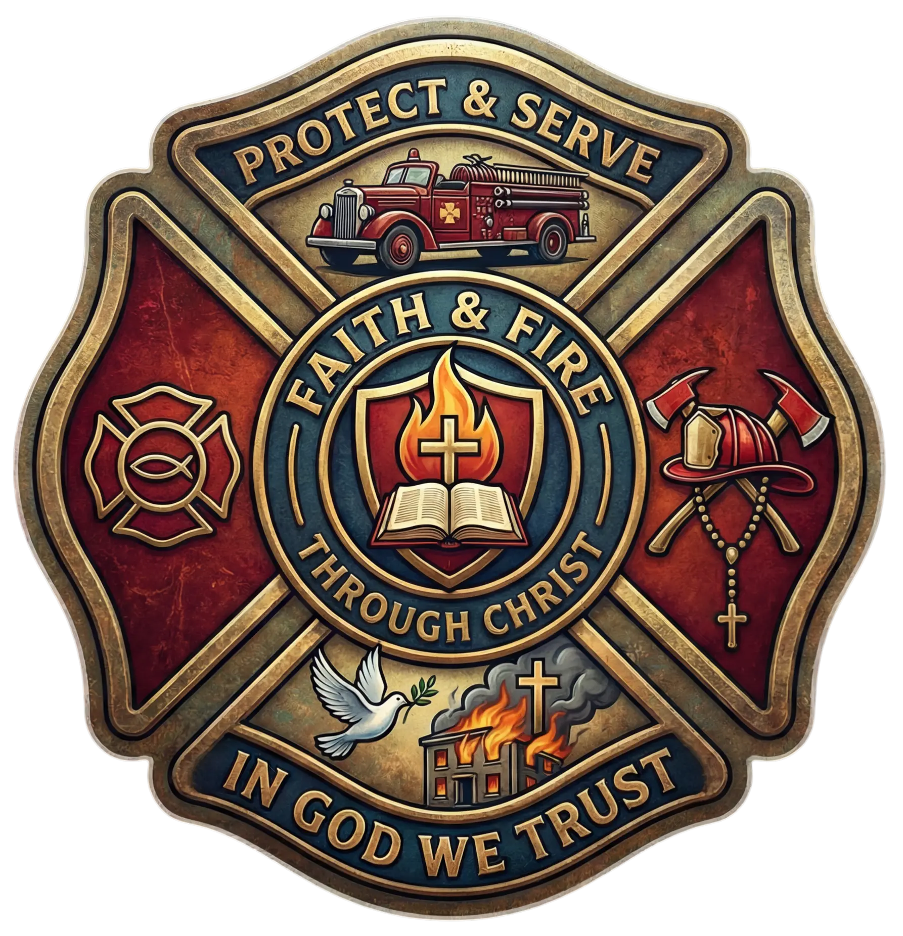 Faith and Fire through Christ Maltese Window or Helmet Decal Tiktok