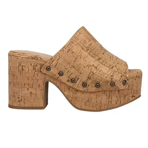 Shu Shop Womens Gina Studded Platform Block  Casual Sandals Casual High Heel 3" & Up - Brown