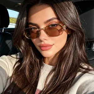 Women's High-End Polygonal Metal Small-Frame Fashion Sunglasses - Personalized Street Style Eyewear