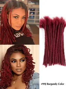 Extensions 100% Human Hair burgundy 0.6cm Width 10Strands Dreadlock Extensions Full Handmade Permanent Human Hair Can Be Dyed Bleached Curled for Women Men