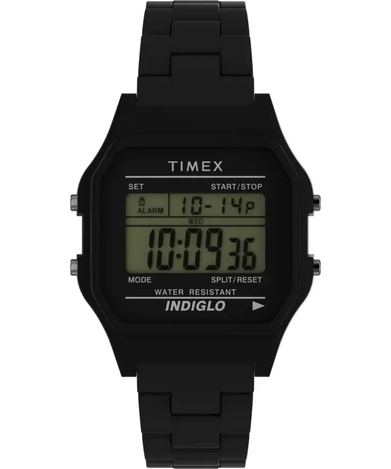 Timex 80 36mm Glossy Black Resin Bracelet Mens Watch TW2V20000