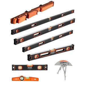 VEVOR 6-Piece Magnetic Torpedo Level Set with Handle, 78/48/32/24/16/10 in Aluminum Alloy Levels, Bubble Vials for 45/90/180 Degrees, SAE/Metric Scale, Shock-Resistant Ruler Tool