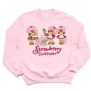 Strawberry Shortcake Graphic Sweatshirt – Strawberry Cartoon Pullover, Big Friends Design, Unisex Oversized Top