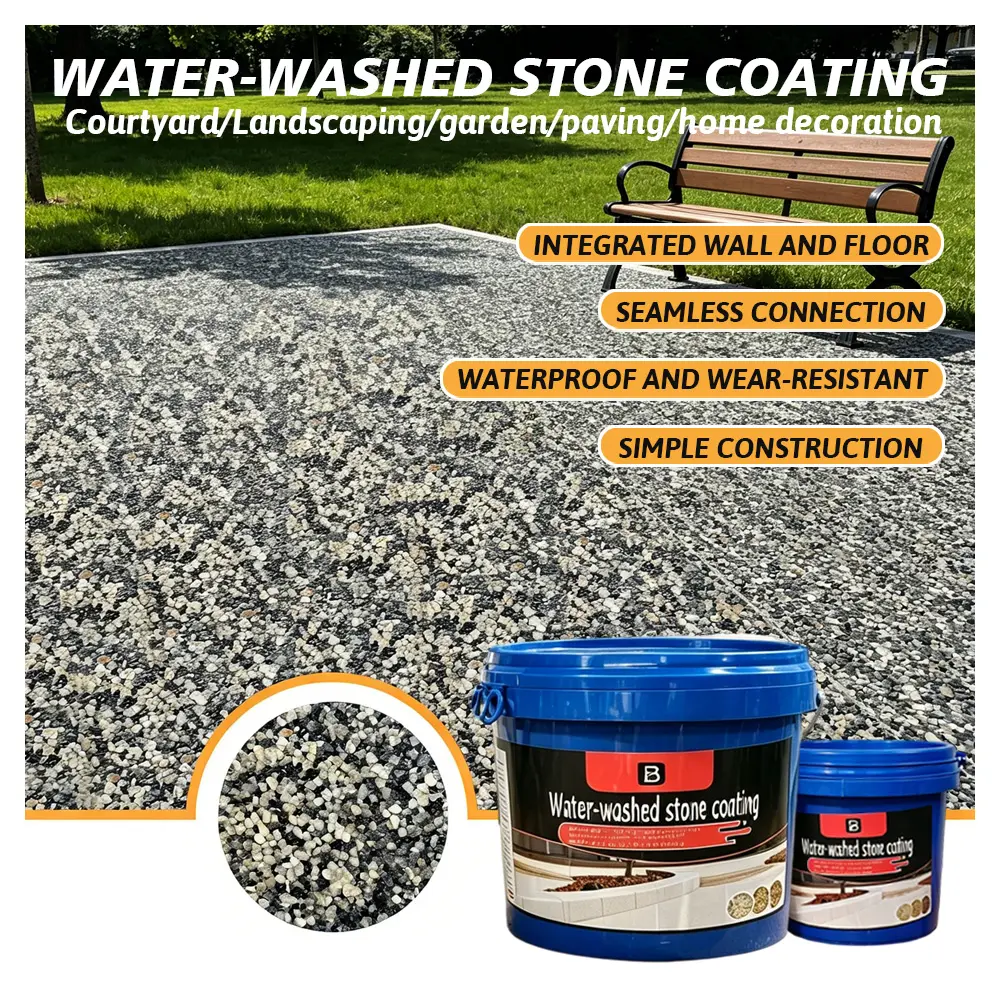 Luxury Stone Texture Epoxy Sand Floor Paint - Waterproof, Decorative, Anti-Slip, No-Rinse, Durable Stone Coating for Home Improvement, Multi-Size 0.5 kg/1 kg Black White and Grey Floor Options