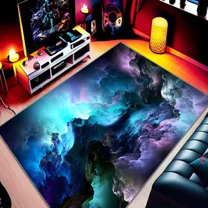 Cool Gaming Style Bedroom Rug for Boys, Modern Abstract Rug, Large Video Game Print Carpet for Teenagers, Trendy Home Decor for Game Room