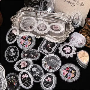 Vintage Lace Floral Transparent Stickers Pack of 20, Handmade DIY Scrapbook Decoration, Journal Paper Craft Supplies, Sticker Cards, Scrapbook Materials