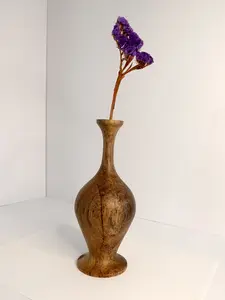 Exotic Persimmon Wood Vase | Hand-Turned One-of-a-Kind Bud Vase