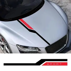 1PC 100cm Car Bonnet Decal Reflective Sticker Sport Letters Racing Styling Lines English Suitable for Audi BMW Decoration Universal Automotive Car Stickers