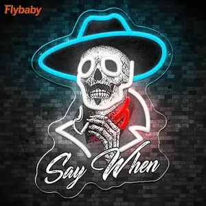 Doc Holliday LED Neon Sign Decorative Light Plate, Novelty Lighting, Classic Quote Say When, Wall Decoration for Bars, Game Rooms, Movie Fan Collection