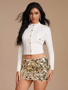 Women's Sequin Bodycon Short Skirt, Sexy Trendy Style, Tight-Fitting Design, Perfect for Fashionable Women, Party, Everyday and Daily Wear, Womenswear Bottom Fitted