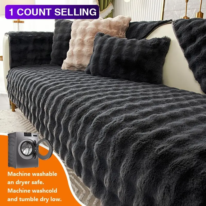 sofa cover Soft Plush Sofa Cushion Cover, Elastic Sofa Slipcover, Washable Sofa Slipcover, Sofa Couch Covers, Couch Protectors, Pet-Friendly Winter Protector, Furniture Protection for Living Room Bedroom Office #GLOBAL PICKS