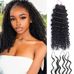 Bling Hair Kinky Curly Crochet Human Hair Knotless Pre-Separated Feather Human Crochet Hair Burmese Curly Lightweight Reusable Remy Hair Extensions for Women Natural Black Color