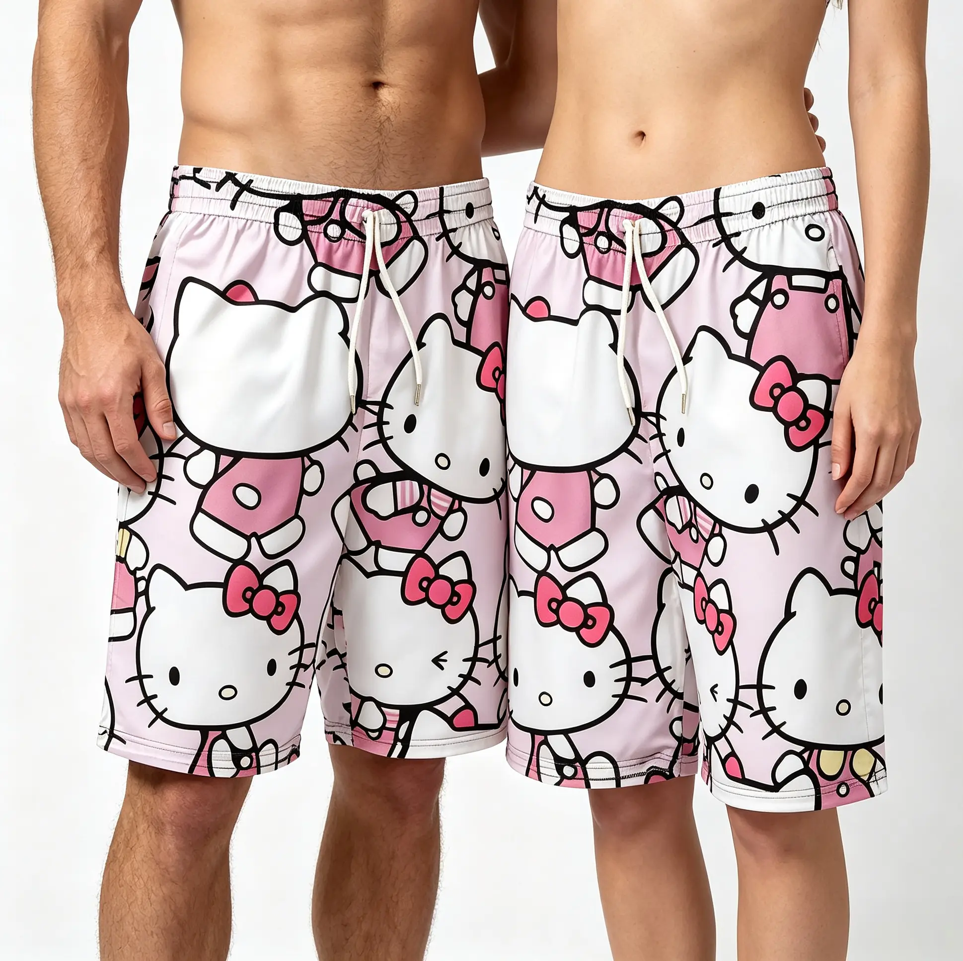 Hello Kitty Beach Shorts Sanrio Licensed Elastic Waist Quick Dry Summer Swim Bottoms for Girls & Women