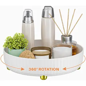 Bathroom Organizers and Storage - Rotating Makeup Organizer Tray for Perfume,Skincare,Cosmetics and Bathroom Storage,Lazy Susan Organizer,White