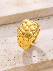 Unisex Titanium Steel Statement Ring with Plating, Unique Casting Design, Stainless Steel Material, Casual Fashion Jewelry for Daily Wear & Parties